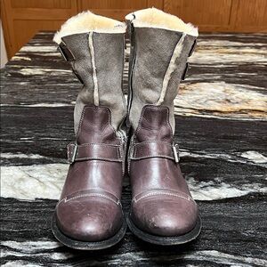 Stylish Brown Leather Buckle Boots